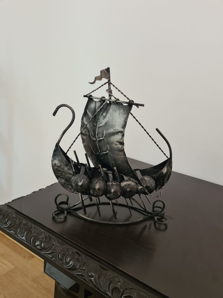 Vintage Metal Viking Ship 1960's Era 17 Inch Model