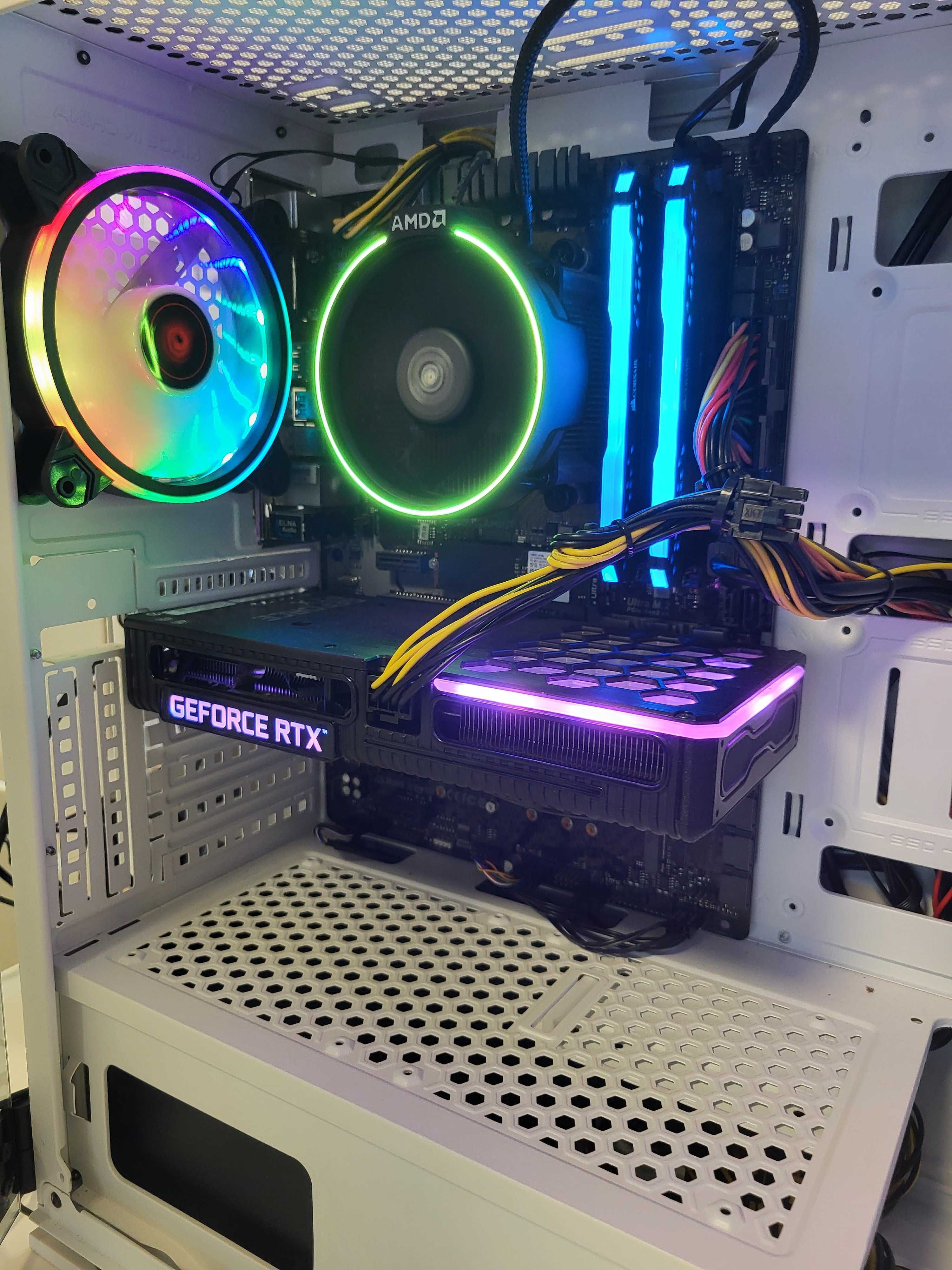 Komputer gamingowy do gier Ryzen 7 2700 2TB SSD RTX 3060Ti LED pilot