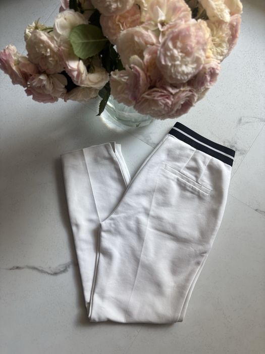 Spodnie cygaretki w kant ZARA XS 34 chinosy białe