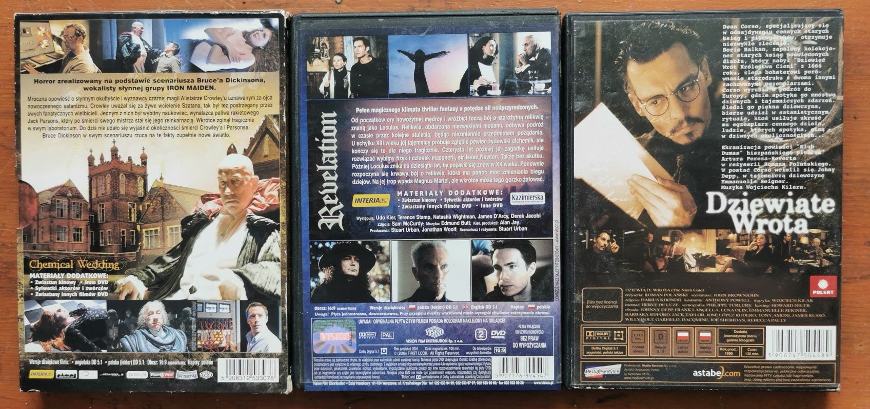 3DVD okultystyczne: "Chemical Wedding", "Klucz do..." i "Dziewiąte..."