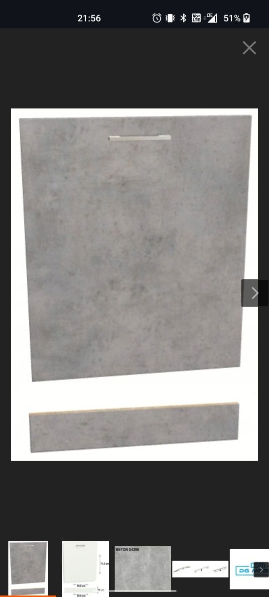 Front do zmywarki BETON D4298 SU 60 cm + COKÓŁ