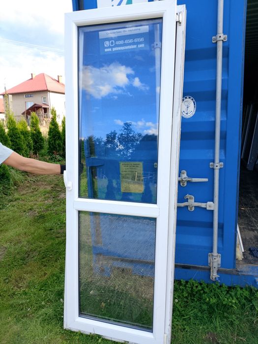 Okno 81x229 balkonowe plastikowe rozwierno uchylne dąb bagienny