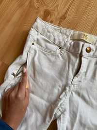 Białe jeansowe spodnie rurki zara 36 S skinny denim