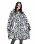 Ciepła Bluza Oversize XXL Koc Włochacz Futrzak 2w1 KOCOBLUZA Zebra