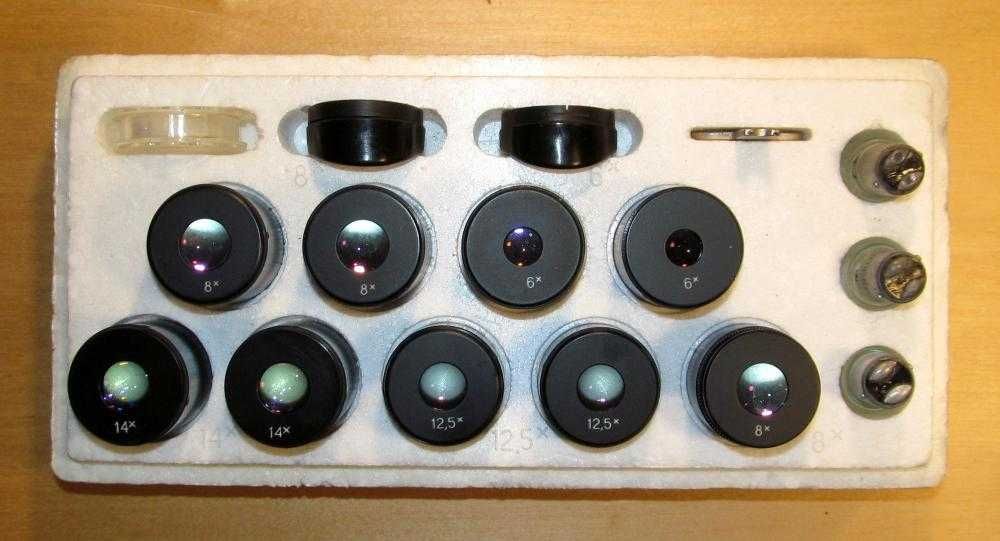 Линзы, окуляры 6х; 8х; 12.5x; 14х микроскопа МБС1, МБС2, МБС9, МБС10