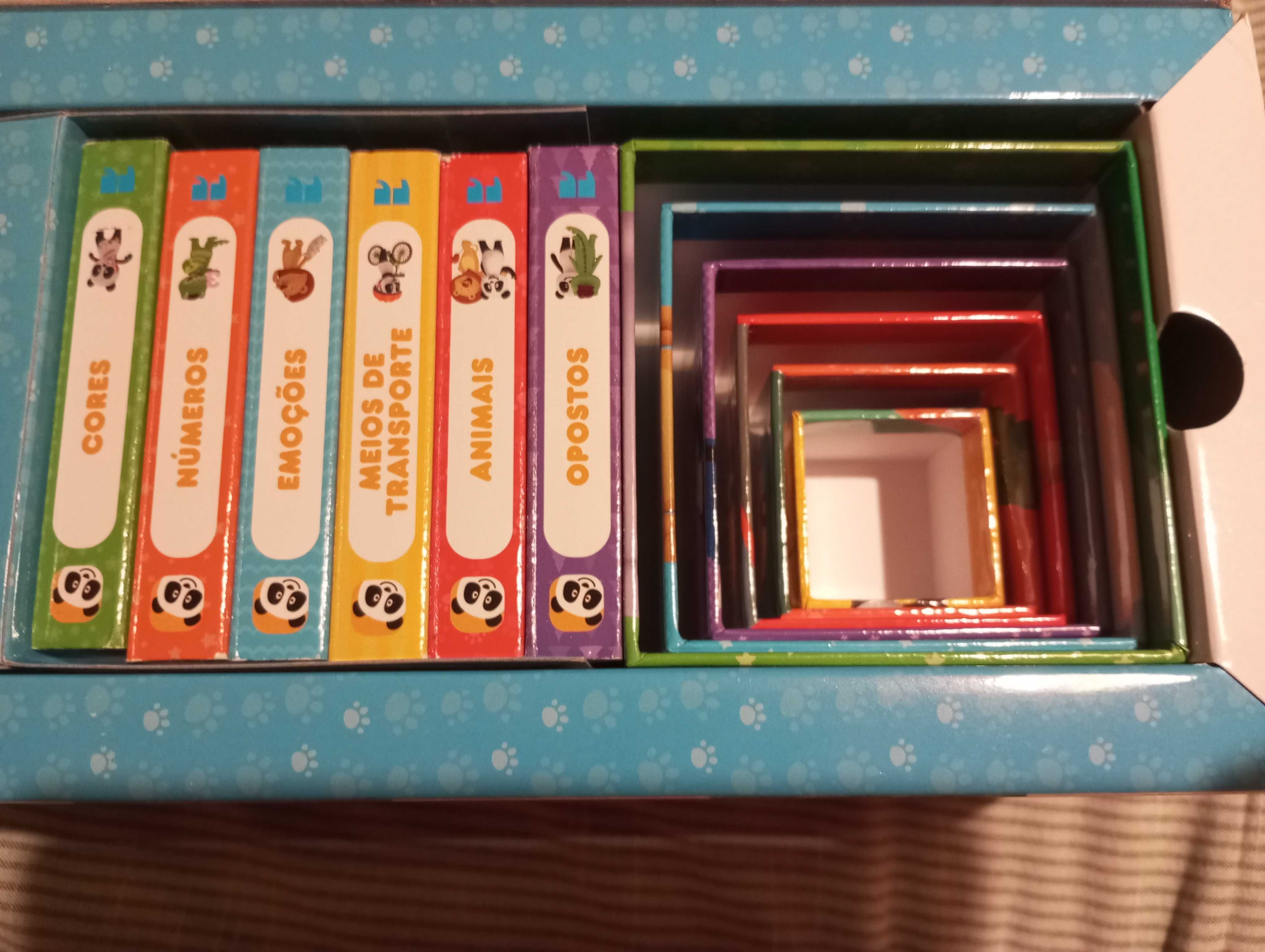 Livros Panda + cubos encaixar
