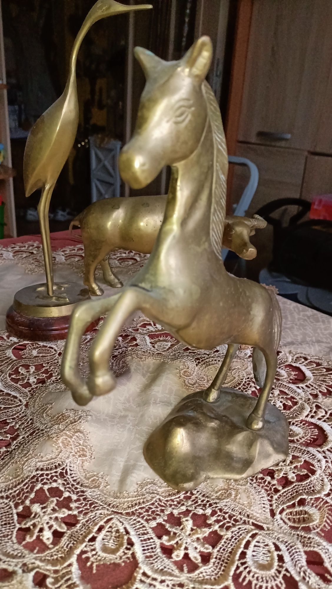 Duża mosiężna figurka koń Mustang