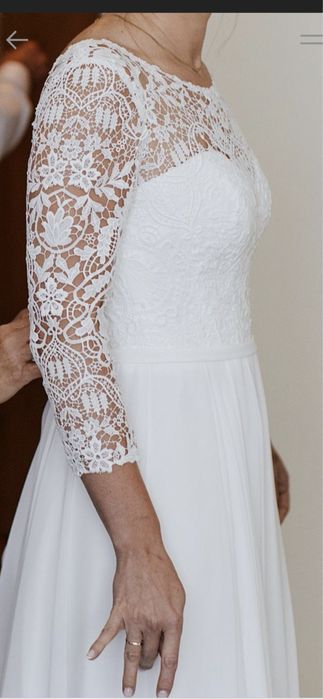 ! DELIKATNA i ELEGANCKA ! suknia ślubna i 2 welony (krótki i długi)