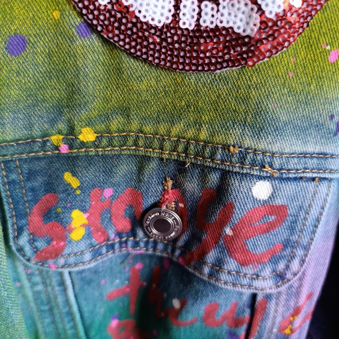 Casaco de ganga todo estampado