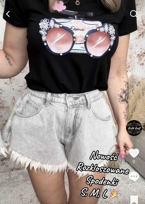 Szare Rozkloszowane Spodenki L