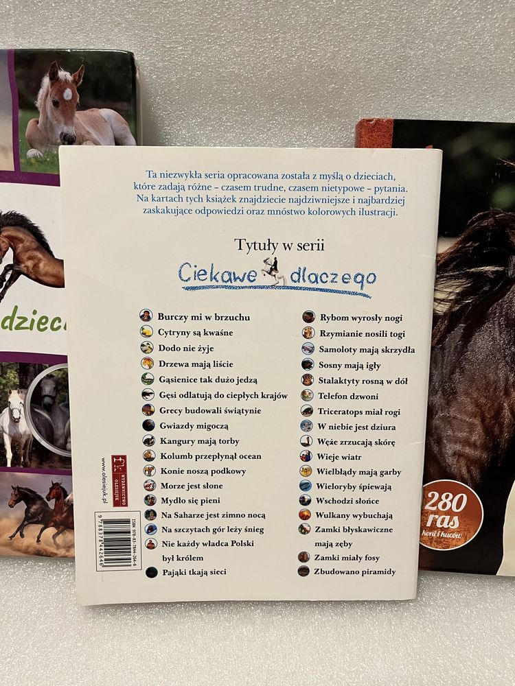Książki atlas dla dzieci Jaki to koń ? Rasy koni . Ciekawe dlaczego ?
