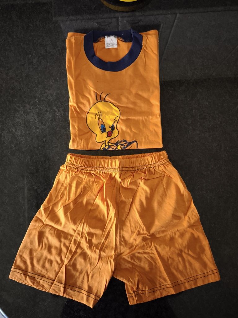 Conjunto de criança de ti-shert e calção, 100% algodão.
