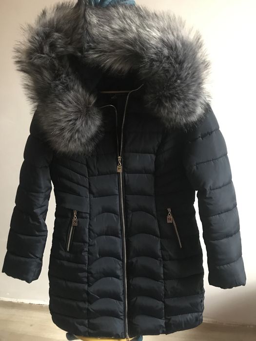 Kurtka ciepła GAROFF r. M 38 pikowana damska zimowa długa z kapturem