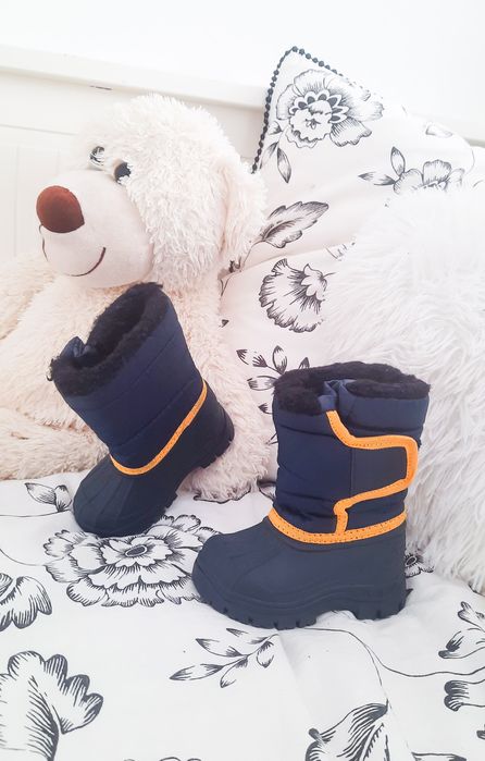 Sinsay 21 11cm śniegowce ocieplane kozaki granatowe