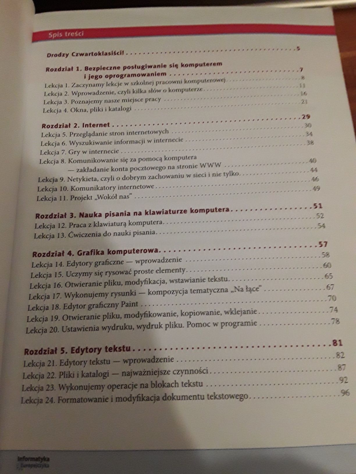 Informatyka Europejczyka podręcznik do zajęć komputerowych klasa 4