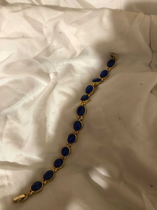 Pulseira Clássica com Pedras Azuis – Elegância (20 cm)