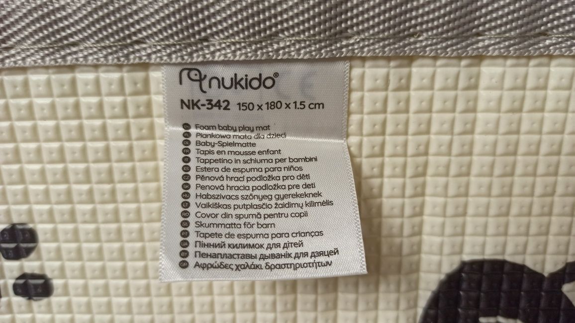Mata piankowa dwustronna mocna 180x150x1,5 cm edukacyjna do kojca NOWA