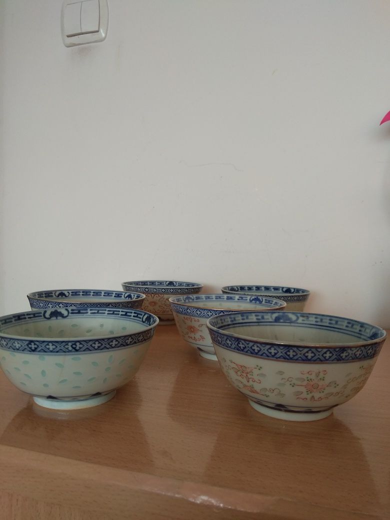 Chiny. Porcelana ryżowa. 6 starych miseczek.