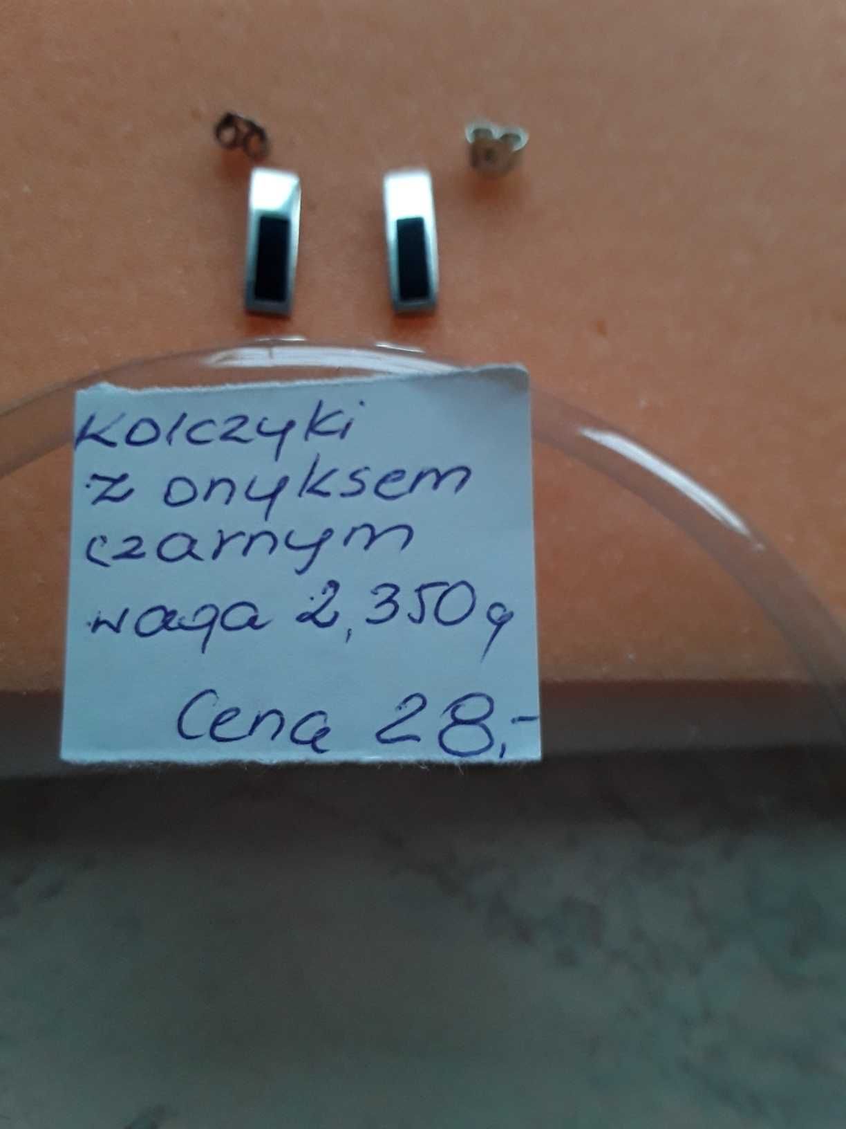 Kolczyki z onyksem czarnym- podłużne