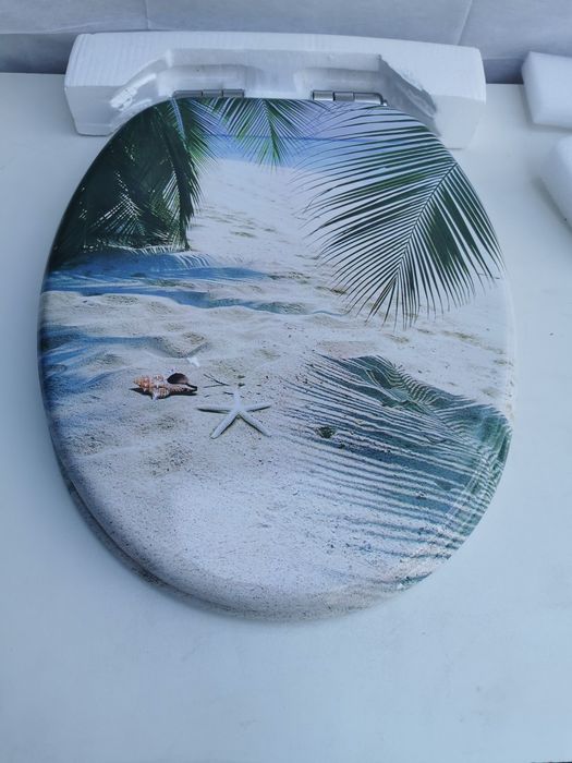 Deska sedesowa wolnoopadająca z motywem plaży, MDF, VidaXL