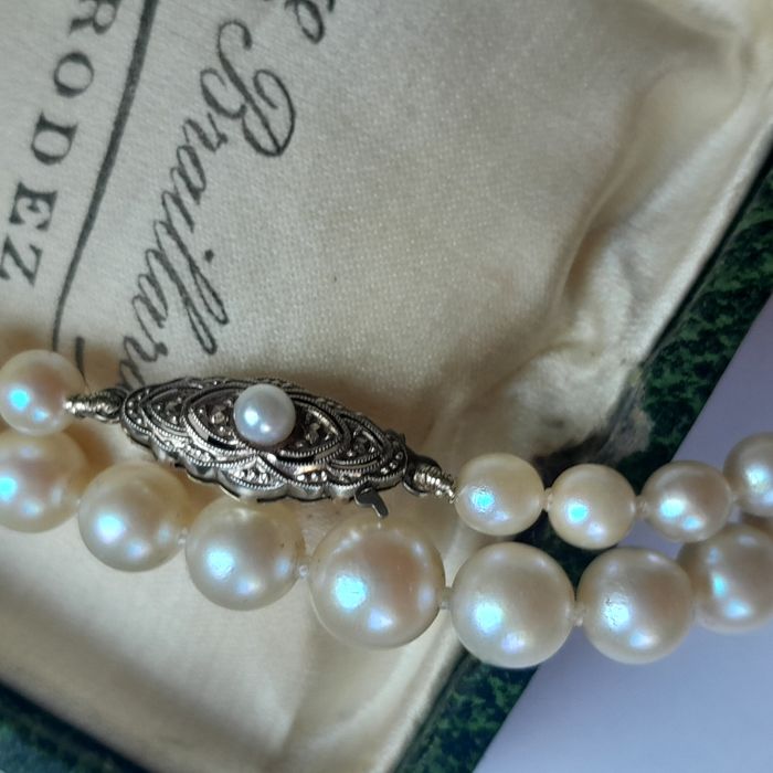 Naszyjnik 41 cm Art Deco Perły Akoya Złoto 585