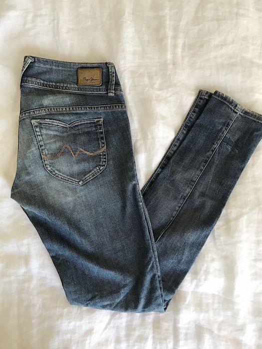 Spodnie Pepe Jeans 27/32 niski stan granatowe jeansy