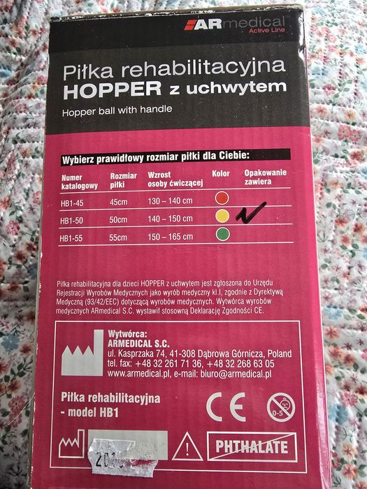 Piłka rehabilitacyjna, do skakania z uchwytem