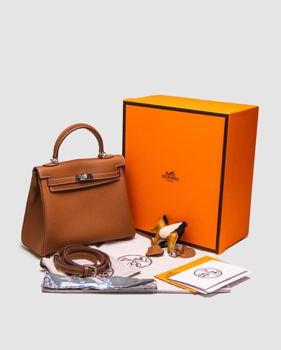Сумка жіноча Hermes Kelly 25 Brown/Silver