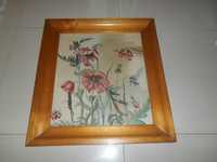obraz olejny malowany na desce Maki kwiaty