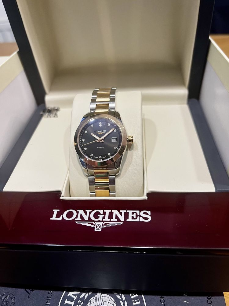 Longines Conquest Classic Lady 29,5mm stal, 18k złoto, diamenty