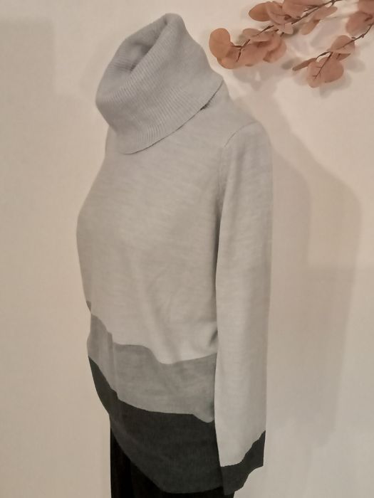 Cienki szary golf damski M&S Collection długi miły idealny rozmiar 40