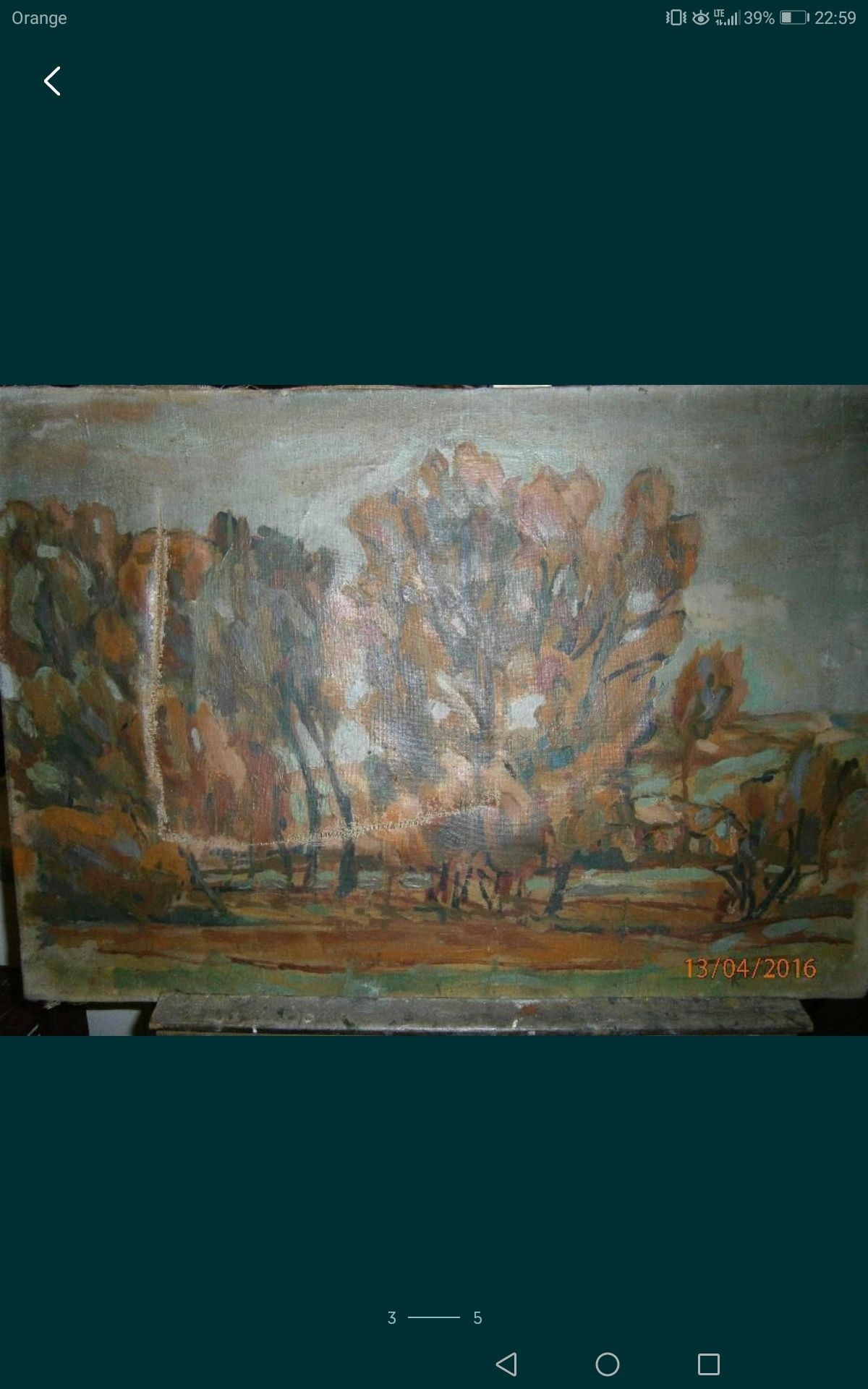 Obraz sygn. Kononowicz płótno olej wym. 55x40 cm. uszkodzozony do kons