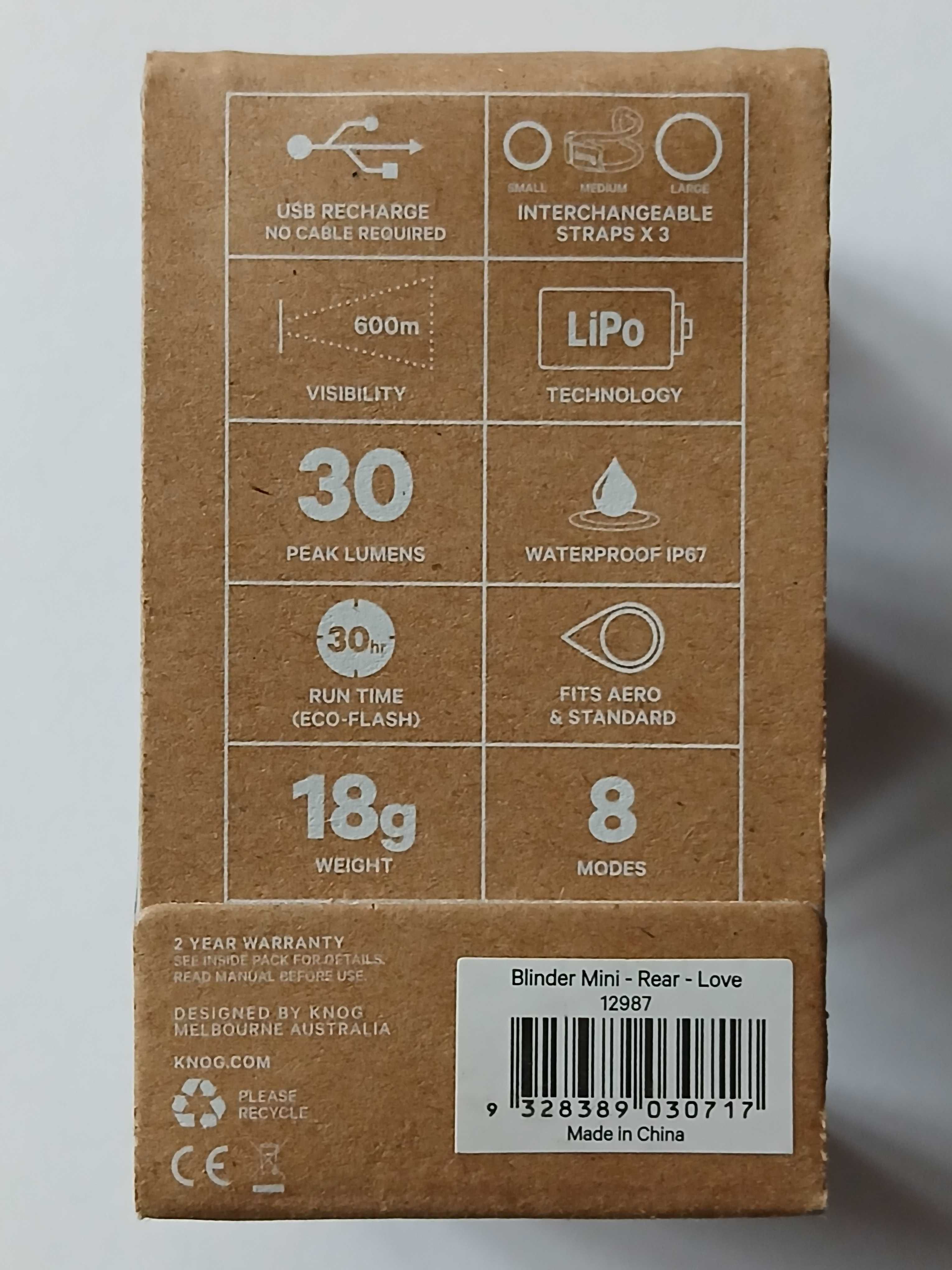 Lampka rowerowa tylna Knog Blinder Mini Love*oryginał*nowa