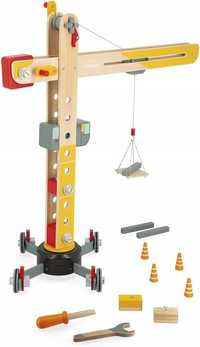 Janod duży drewniany żuraw 74 cm zabawka imitacja zestaw konstrukcyjny
