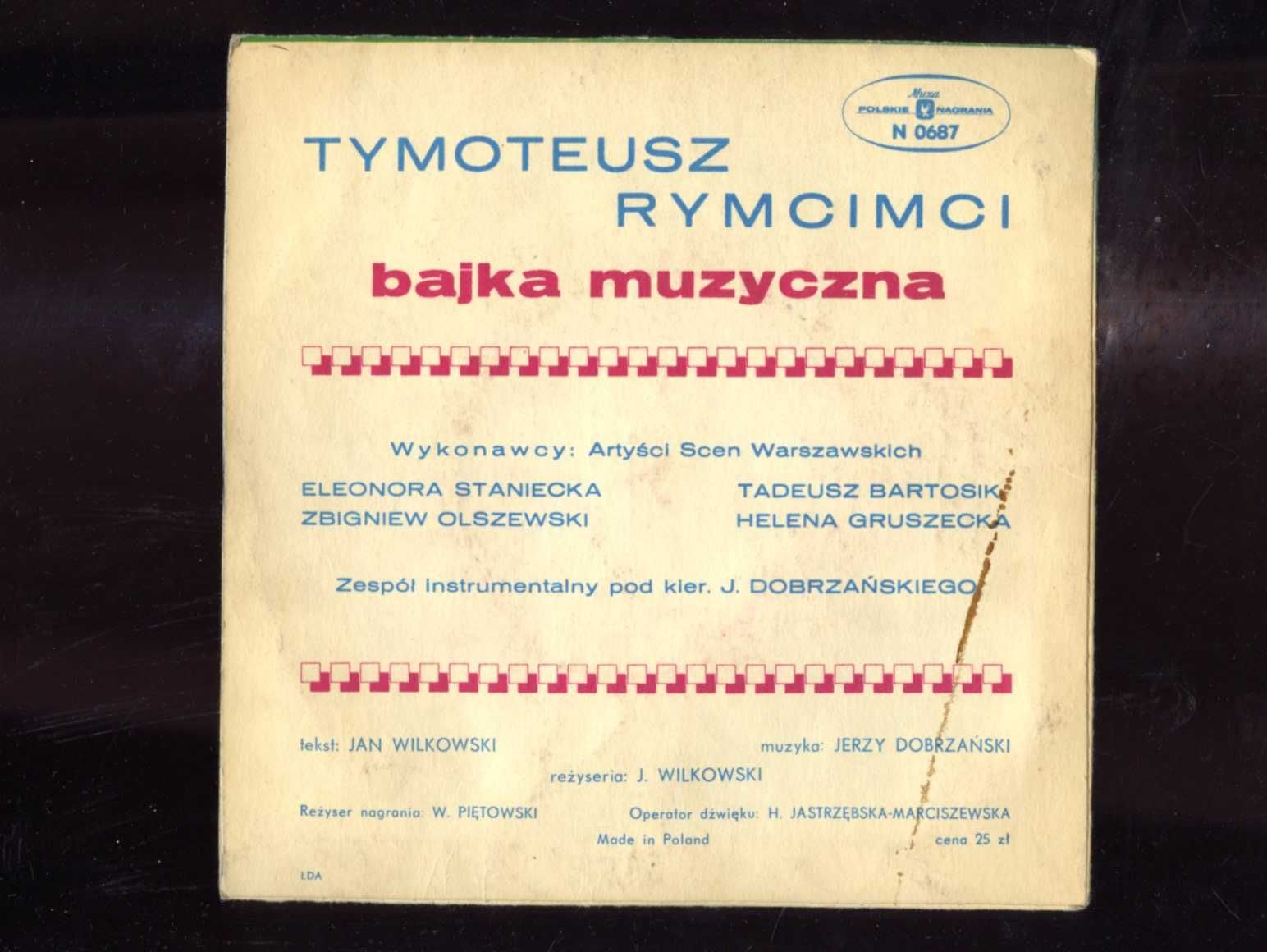 Bajka muzyczna 7" Tymoteusz i Rimcici / Jan Wilkowski dst+