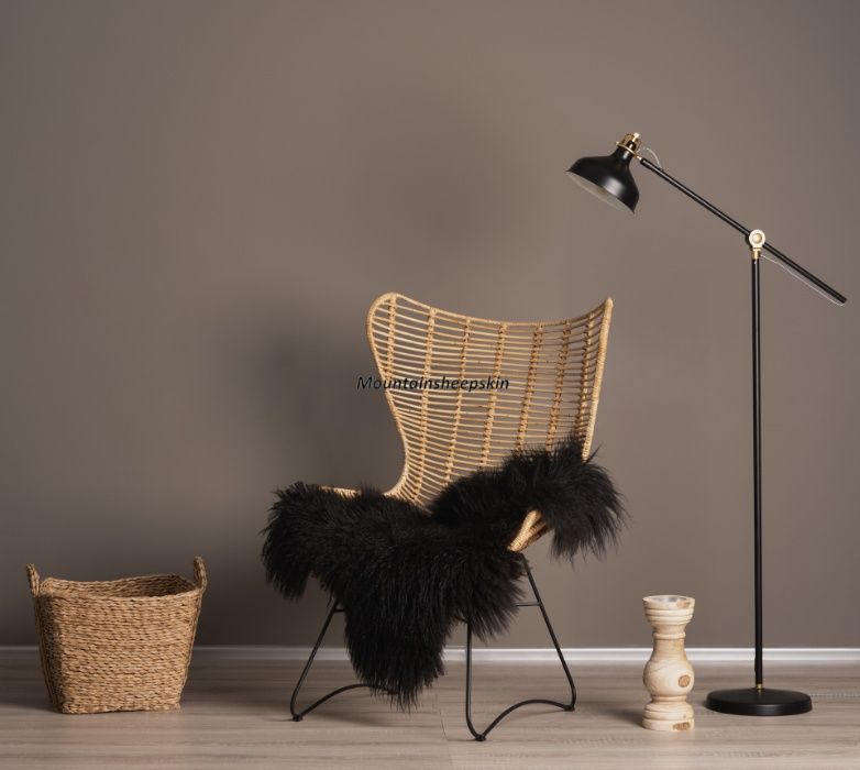 Skóra Owcza Island Czarna Kręcony Włos XXXL