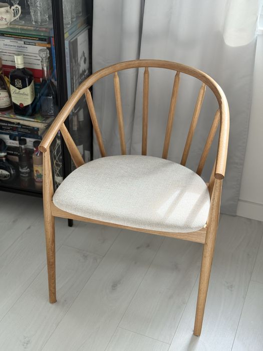 Krzesło drewniane dąb jasne obicie idealne modne loft