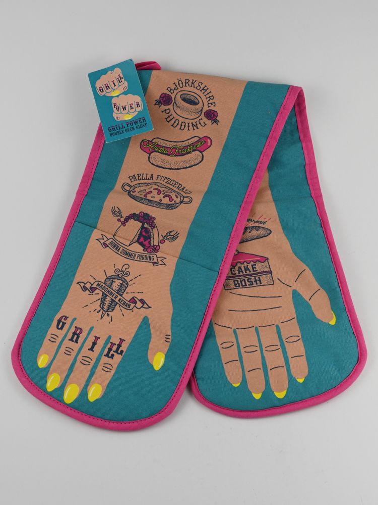 GRILL POWER -  Double Oven Glove - Kolorowe podwójne rękawice kuchenne