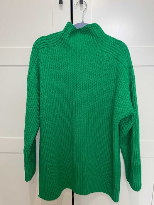 zielony wełniany sweter Massimo Dutti M-L