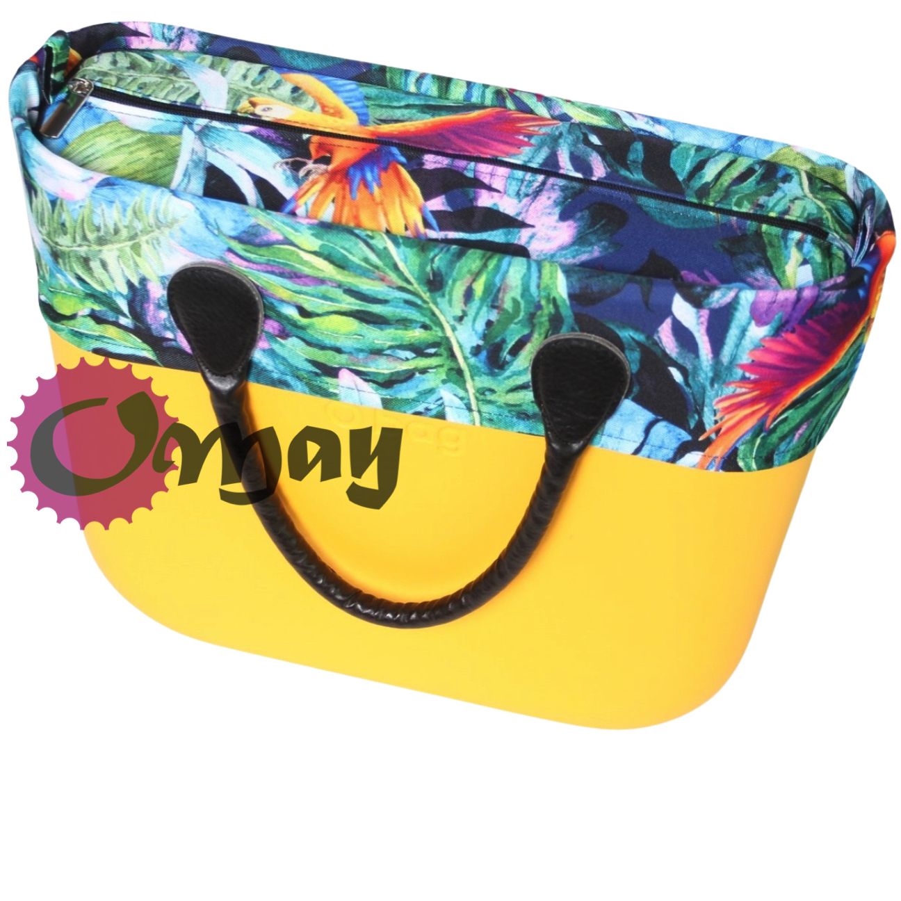 organizer OBAG STANDARD +OPASKA czarny papugi liście 2 kieszenie OMAY
