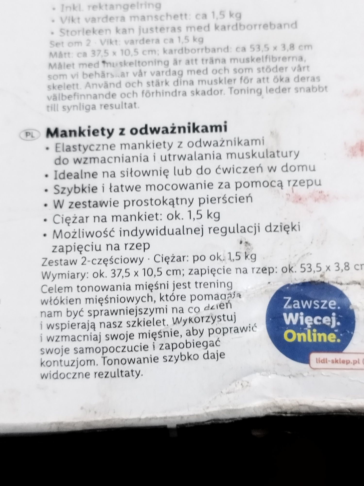 Mankiety z odważnikami 1.5kg