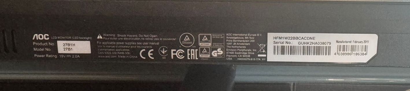 Monitor AOC 27 Modelo 27B1H