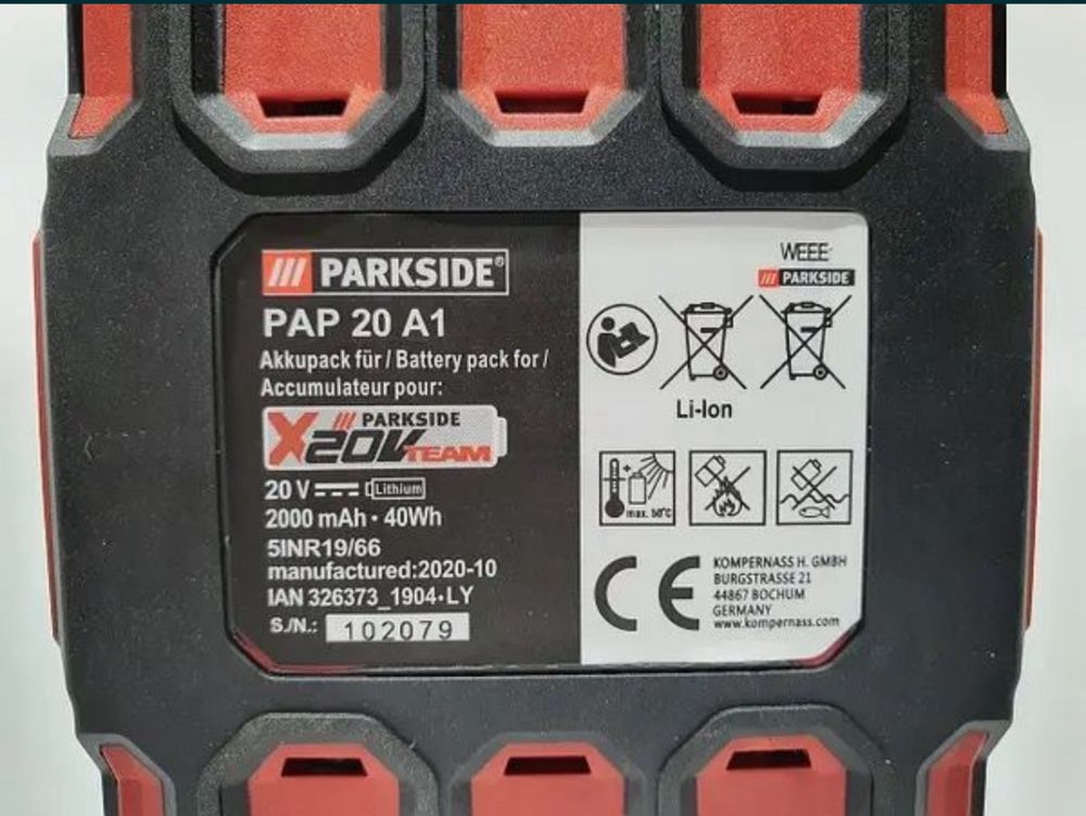 Акамуляторная батарея Parkside 2 Ah PAP 20 A1, 20B