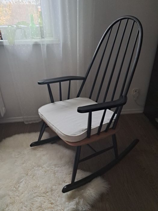 Fotel bujany drewniany, patyczak