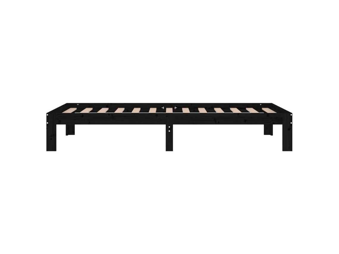 Estrutura de cama solteiro 90x190 cm madeira maciça preto - vidaXL