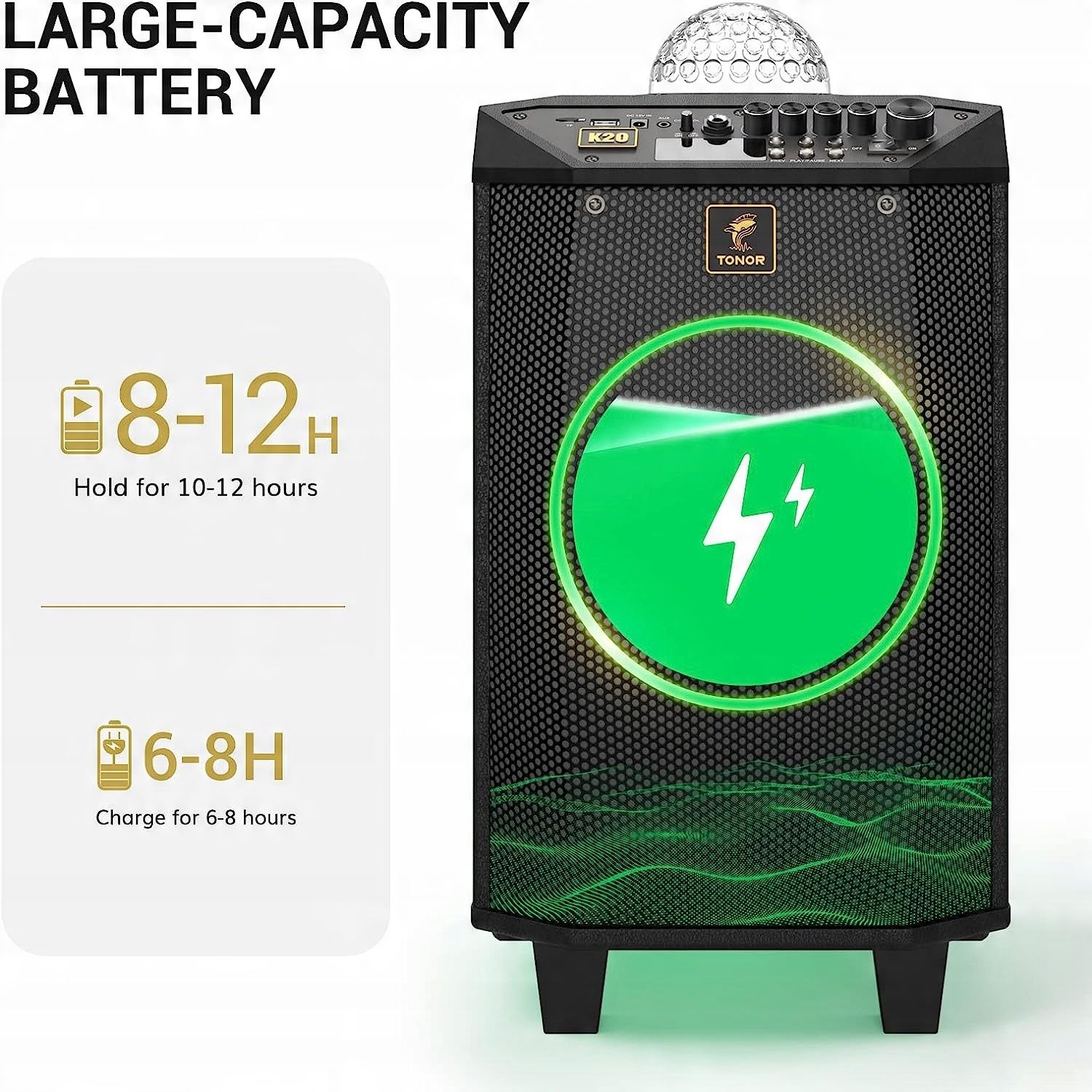 Zestaw karaoke Bluetooth 2 bezprzewodowymi mikrofonami UHF TONOR