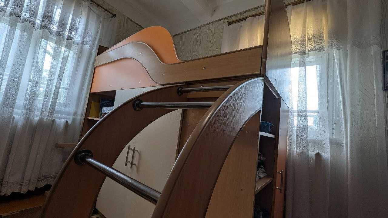 Ліжко горище 2 в 1 Двоярусне ліжко шафа