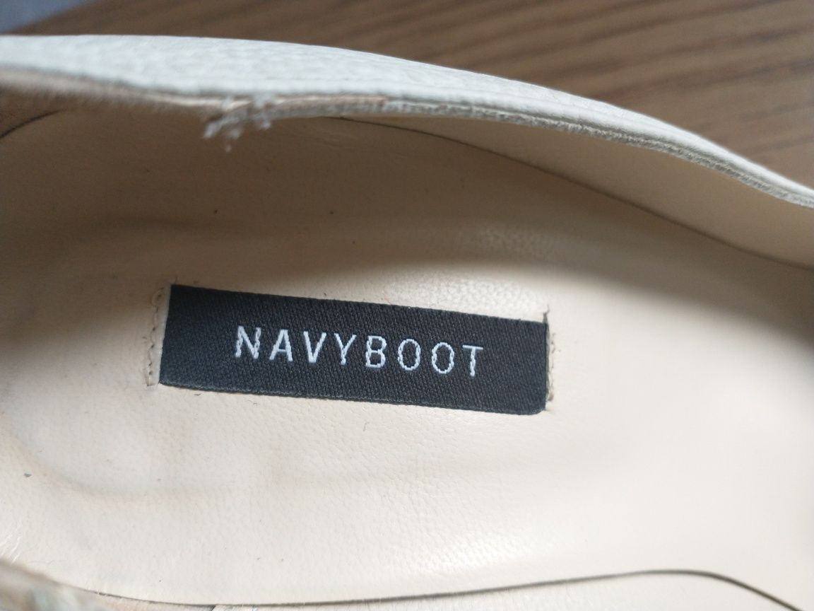 Czółenka Navy boot, r.38., prawdziwa skóra, w tym podeszwa, do biura,