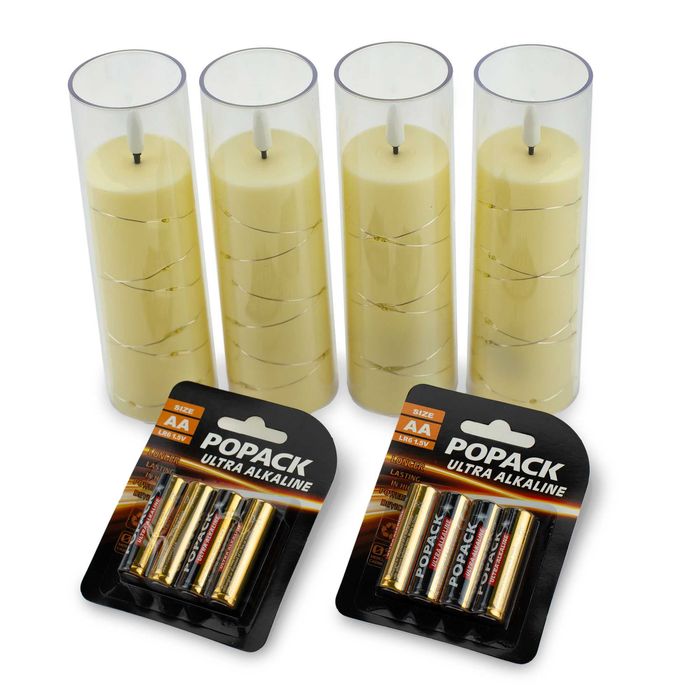 Znicze LED 4 szt. + 8 baterii GRATIS – długa żywotność