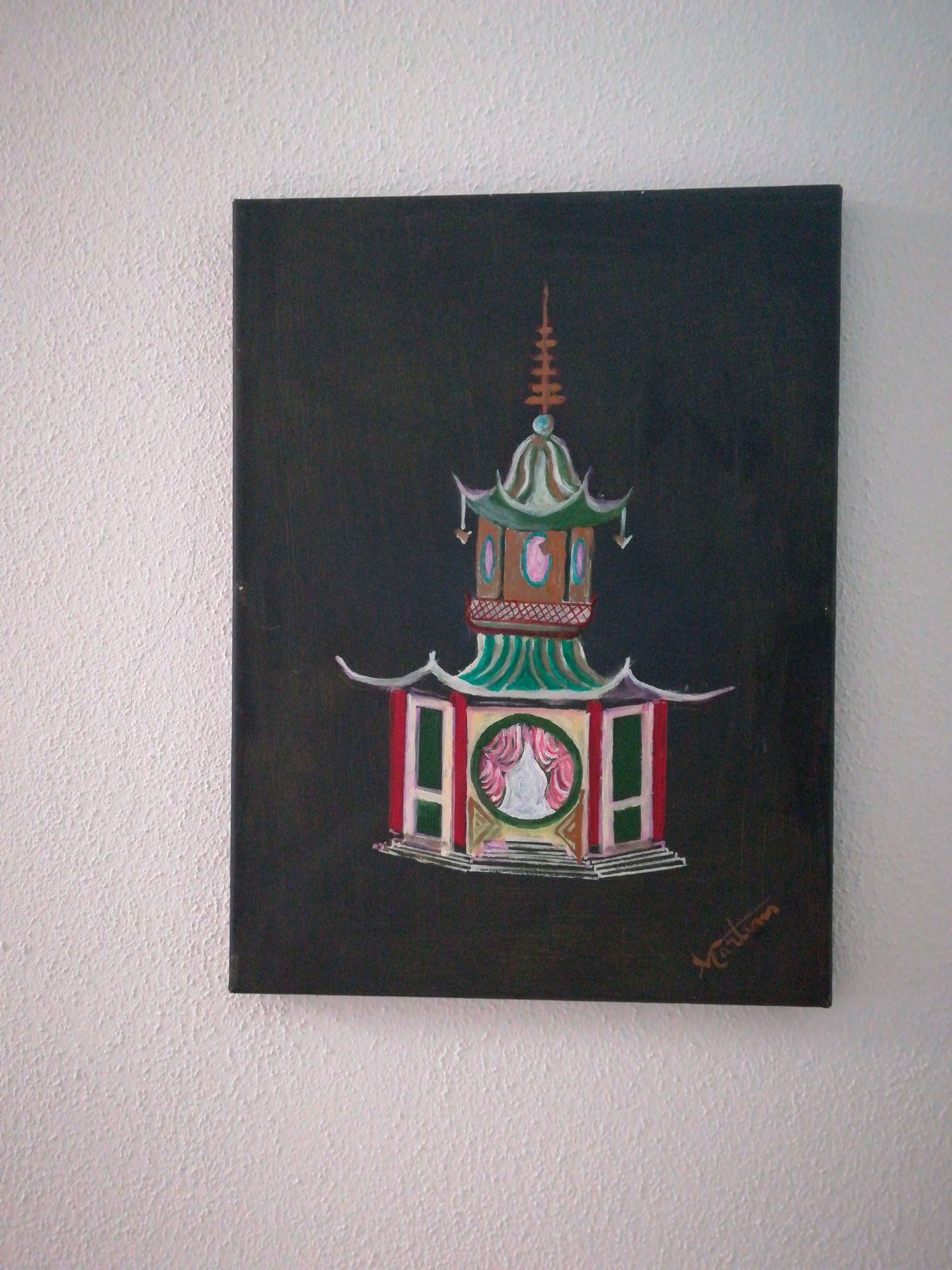 Tela fundo preto pagode chinês